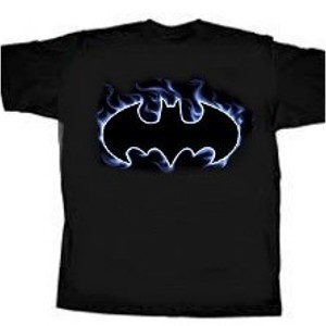 Classic bat logo Batman shirt lined with a blue flame