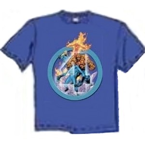 Fantastic Four group members blue tee shirt