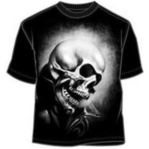 GhostRider white ink head on black t-shirt