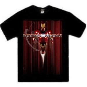 Iron Man flying with Iron Man name t-shirt