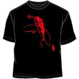 Spiderman black shirt with bright red ink