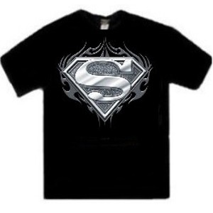 Superman metal biker shield logo t-shirt